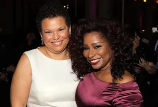 Two T.V. Legends - BET CEO Debra Lee and Musical Arts Award recipient Chaka Khan stopped chatting to pose for a picture.(Photo: Paul Morigi/Getty Images for BET)