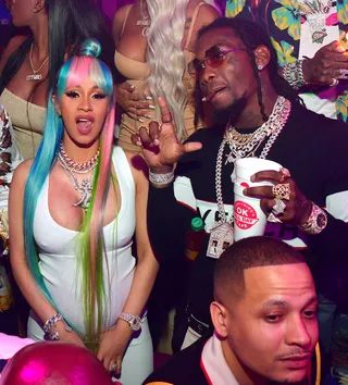 Cardi B - Cardi B had time today! Even though she recently announced she was too tired and too pregnant to dress up, wear wigs or go out, Cardi debuted these rainbow inches in a club appearance alongside her baby daddy and fiance, Offset. (Photo:&nbsp;Photo: Prince Williams/WireImage)