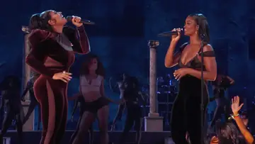 Jazmine Sullivan performs her songs "Tragic" and "On It" with Ari Lennox at the BET Awards 2021.