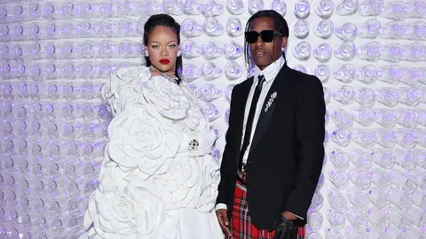 Rihanna and A$AP Rocky at The 2023 Met Gala Celebrating on May 01, 2023 in New York City. 