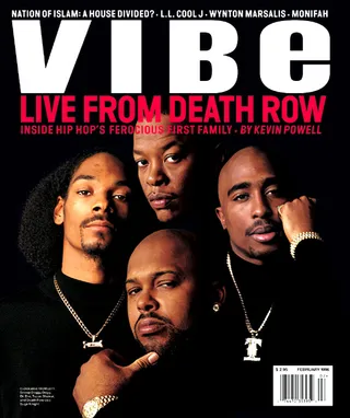 California Love? - Vibe&nbsp;captured the most controversial power figures of the time at once with this Death Row dynasty cover for February 1996. Tupac was fresh out of jail, newly signed to the label, and beefing with all of New York via songs like "Bomb First;" Snoop Dogg was still engaged in legal battles from a murder charge; and&nbsp;Suge Knight, as usual, was doing his best to keep his reputation up.(Photo: Vibe Magazine)