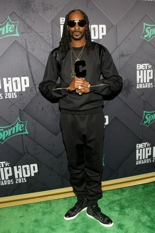 Doggystyle - Rapper Uncle Snoop is rocking the "C" sweatsuit repping his real name, maybe? (Photo: Bennett Raglin/BET/Getty Images for BET Networks)
