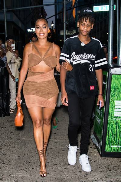 SEPT. 09: La La Anthony and Kiyan Carmelo Anthony - La La Anthony&nbsp;and her teenage son&nbsp;Kiyan Carmelo Anthony&nbsp;wowed fans as they strutted into a fashion show during New York Fashion Week. (Photo by Gilbert Carrasquillo/GC Images) (Photo by Gilbert Carrasquillo/GC Images)