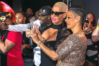 Muva's Motha - Amber Rose takes a selfie with her mother at Big Game weekend presented by Hennessy V.S at Rain Nightclub in Las Vegas.(Photo: Peter Suh)