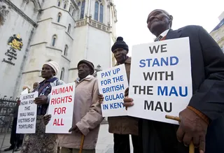 Mau Mau Have Their Day in Court - A group of elderly Kenyans who say they were tortured by U.K. colonial authorities during the Mau Mau uprising in the 1950s are at London’s High Court this week seeking an apology and damages from the British government. &nbsp;(Photo: CARL COURT/AFP/Getty Images)