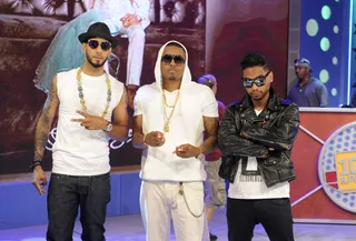 Line Up - Nas, Swizz Beatz and Miguel at 106 &amp; Park, July 17, 2012.(Photo: John Ricard / BET)