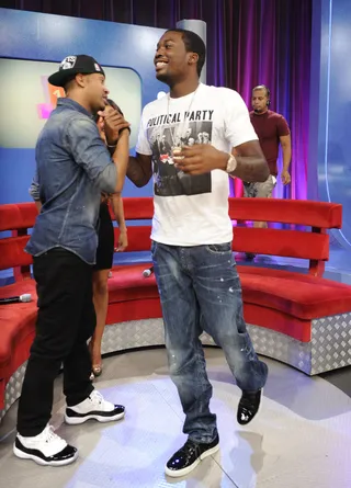 How Cool - Meek Mill prepares to leave the set at 106 &amp; Park, July 16, 2012. (Photo: John Ricard / BET).