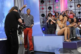 Mario Chalmers Reps the Miami Heat - Mario Chalmers of the Miami Heat takes the stage at 106 &amp; Park, June 9, 2012. (Photo: John Ricard / BET)