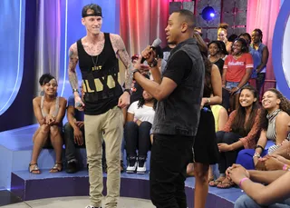 MGK Hits 106 - MGK with Terrence J at 106 &amp; Park, June 9, 2012. (Photo: John Ricard / BET)