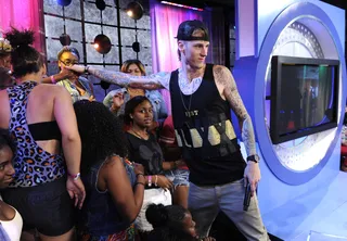 Dap It Up - MGK greets fans at 106 &amp; Park, June 9, 2012. (Photo: John Ricard / BET)