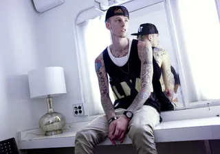 MGK Chillin' in the Greenroom - MGK in the greenroom at 106 &amp; Park, June 9, 2012. (Photo: John Ricard / BET)