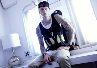 Stoic - MGK in the greenroom at 106 &amp; Park, June 9, 2012. (Photo: John Ricard / BET)