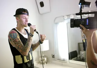 Always on the Mic - MGK in the green room at 106 &amp; Park, June 9, 2012. (Photo: John Ricard / BET)