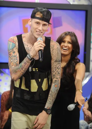MGK Clowns for the Camera - Rocsi Diaz directs MGK to the right camera in which to introduce his new video at 106 &amp; Park, June 9, 2012. (Photo: John Ricard / BET)