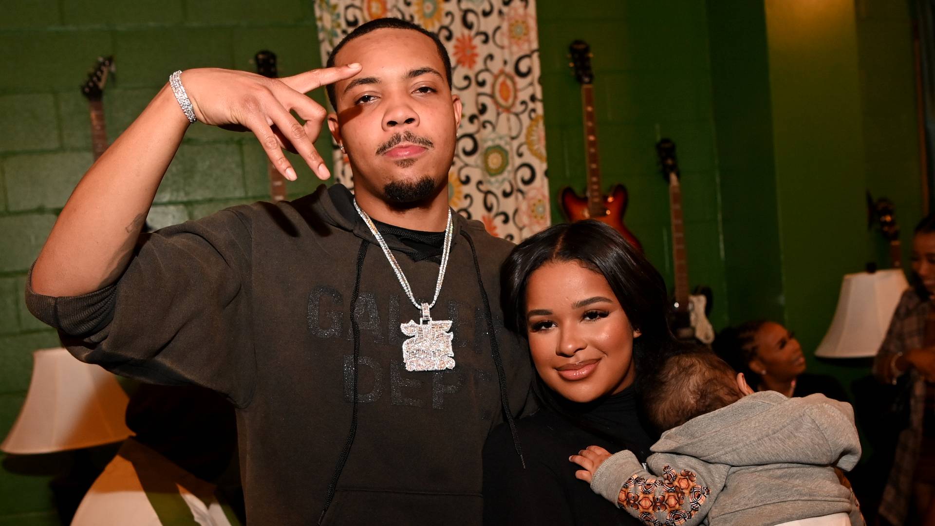 G Herbo and Taina Williams backstage during G Herbo In Concert at Tabernacle on November 27, 2021 in Atlanta, Georgia.