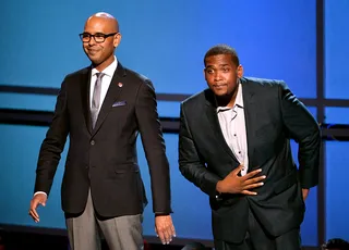 Higher Purpose - BET Shine A Light Award honorees Tim King and Denzel Thompson get a much-deserved moment of recognition for their philanthropic works. (Photo: Kevin Winter/Getty Images for BET)