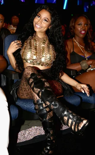 Empress - Nicki Minaj was all smiles at BET Awards. Her outfit was the same one she wore when she rocked the stage to perform "Pills N Potions."  (Photo: Johnny Nunez/BET/Getty Images for BET)