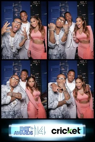 The Hosts With the Most - Shad Moss (formerly Bow Wow) and Keshia Chante kicked it with Instastar winner Rodney, from Detroit. Clearly these three look like they were having the time of their lives.(Photo: Cricket Wireless BET AWARDS Booth)&nbsp;