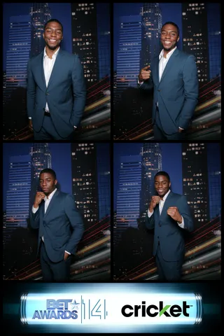 Chadwick Has It - Actor Chadwick Boseman presented for Best Group. Young Money took the win and Boseman later plugged the movie he will be appearing in,&nbsp;Get On Up.  (Photo: Cricket Wireless BET AWARDS Booth)&nbsp;