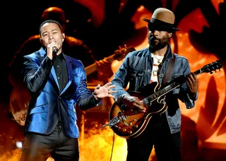Neo-Soul Brothers - Legend's second time on stage was to pay tribute to his predecessor Lionel Richie.   (Photo: Kevin Winter/Getty Images for BET)