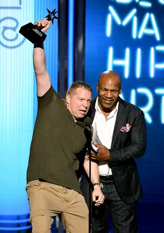 No Match - Think Like a Man Too's Gary Owen and boxer Mike Tyson presented the award for Best Hip Hop Artist to Drake. (Photo: Kevin Winter/Getty Images for BET)
