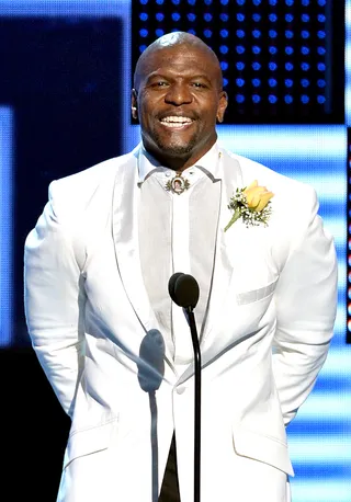 Eye of the Tiger - Draft Day star Terry Crews presented the Sportsman and Sportswoman of the Year awards to NBA MVP Kevin Durant and tennis legend Serena Williams.  (Photo: Kevin Winter/Getty Images for BET)