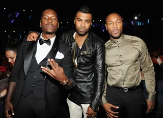Tres Amigos? - Tyrese Gibson, Ginuwine and Tank, better known as the R&amp;B supergroup TGT, are here to represent for the vocalists.(Photo: Kevin Mazur/BET/Getty Images for BET)