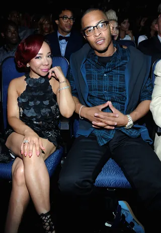 Queen and a King - Tameka 'Tiny' Harris and T.I. are clearly chillin' at the Awards. We're guessing T.I. just wants to see a great show like everyone else. Tiny looks like she knows the show is going to be amazing. (Photo: Kevin Mazur/BET/Getty Images for BET)