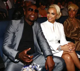 You Sure There's No Rumble? - Not just another boxer in the arena, Floyd Mayweather Jr. was with his girlfriend, Doralie Medina, kickin' it like everybody else. (Photo: Johnny Nunez/BET/Getty Images for BET)