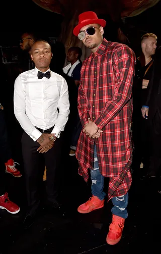Bow and Breezy - 106 host Bow Wow aka Shad Moss and singer Chris Brown pose together like it's old times for the two. Their contrasting styles show the diversity in their friendship.  &nbsp;&nbsp;(Photo: Frazer Harrison/BET/Getty Images for BET)