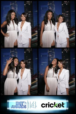 Think Like Two Very Funny Presenters - Gabrielle Union and Regina Hall presented for Best New Artist. A very funny duo (that also appear together in Think Like a Man Too), they noted that dating practices might be off if everyone is swooning over model-looking felons.  (Photo: Cricket Wireless BET AWARDS Booth)