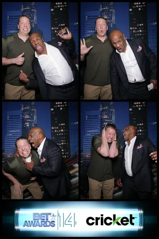 An Undisputed Moment of Truth - Comedian Gary Owen and Mike Tyson kicked it like they were friends from back in the day. While they were on stage, Mike asked Gary how it felt to be the token white guy in Think Like a Man Too. He responded by saying, "It's a lot like being the token Black guy in The Hangover."  (Photo: Cricket Wireless BET AWARDS Booth)