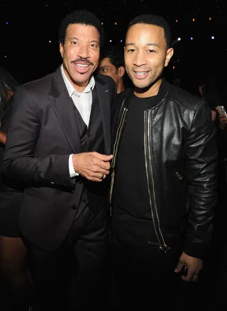 Well, a True Honor - Singer/songwriter and Lifetime Achievement Honoree Lionel Richie kicks it with another legend, John Legend, at the BET Awards. (Photo: Kevin Mazur/BET/Getty Images for BET)