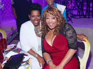 Twice as Nice - Singer Nicci Gilbert and actress Kym Whitley flash their megawatt grins for the cameras while enjoying the party.  (Photo: Mark Davis/BET/Getty Images for BET)