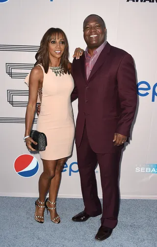 Styling and Profiling - Actress Holly Robinson Peete and husband Rodney Peete make a stylish arrival.  (Photo: Frazer Harrison/BET/Getty Images for BET)