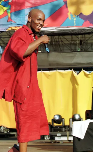 1999 - DMX performed at Woodstock in NY rocking a red linen overalls and a matching button down shirt. He had his own flavor and we love it! (Photo: Getty Images)