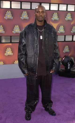 2002 - DMX turned heads in a Black croc oversized leather jacket with his dog tags chain. (Photo: Getty Images)