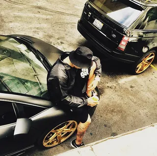 Look at Me Now - "Ladies love me; I'm on my Cool J/If you get what I get, what would you say/She wax it all off, Mr. Miyagi/And them suicide doors, hari-kari"&nbsp;(Photo: Chris Brown via Instagram)