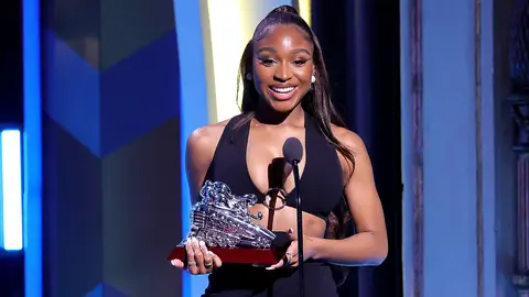 Normani accepts an award onstage at The “2021 Soul Train Awards” Presented By BET at World Famous Apollo on November 20, 2021 in New York City. 