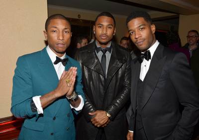 Fashionable Fellas - Pharrell Williams, Trey Songz and Kid Cudi pose for a picture at the GQ Men of the Year Party at the Ebell Club in Los Angeles. (Photo: Michael Buckner/Getty Images for GQ)
