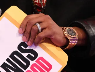 Blinding - A close-up of Nick Cannon's banging wedding ring. (Photo:&nbsp; Bennett Raglin/BET/Getty Images for BET)