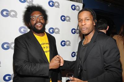 Bridging the Gap - Questlove and A$AP Rocky give each other a pound at the GQ Men of the Year dinner in New York City.&nbsp; (Photo: Kevin Mazur/Getty Images for GQ)