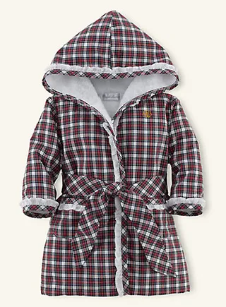 Ralph Lauren Lafayette Cotton Tartan Bathrobe  - We’re betting the baby’s style-savvy auntie&nbsp;Angela Simmons&nbsp;will be gifting her with trendy items like this plush plaid bathrobe by Ralph Lauren Lafayette. It features a cozy terry cloth interior and the most adorable white ruffle trim.   (Photo: Ralph Lauren)