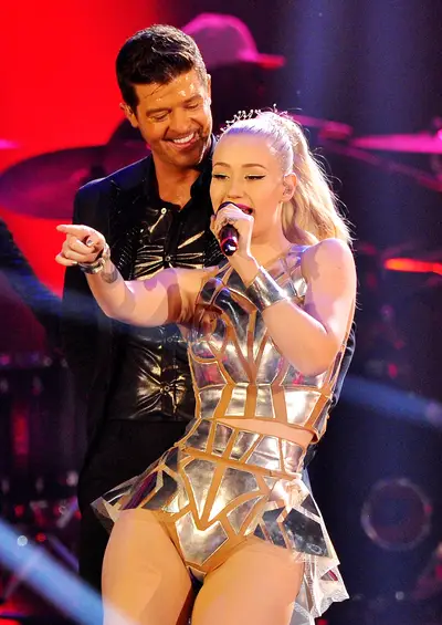 Everybody Get Up! - Robin Thicke and Iggy Azalea perform on stage during the 2013 MTV EMA's at the Ziggo Dome in Amsterdam. (Photo: Gareth Cattermole/Getty Images for MTV)