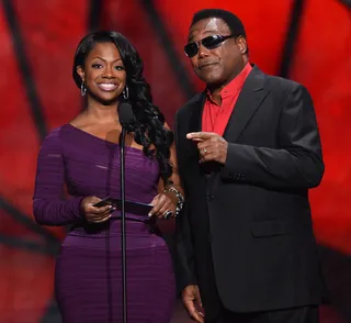 Writing's on the Wall - Kandi Burruss and George Benson announce The Ashford and Simpson Songwriter of the Year Award.&nbsp; (Photo: Ethan Miller/BET/Getty Images for BET)