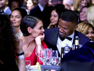 Katie Holmes and Jamie Foxx - Happy couple Katie Holmes and Jamie Foxx attend the Clive Davis and Recording Academy Pre-Grammy Gala and Grammy Salute to Industry Icons Honoring Jay-Z.&nbsp;(Photo: Kevin Mazur/Getty Images for NARAS)