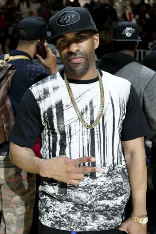 Hey, Mr. DJ - DJ Clue flashes a peace sign at the NBA All-Star Celebrity Game in New Orleans.   (Photo: Leon Bennett/Getty Images)
