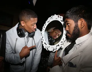 Mirror Starin' Back at Me - Nick Cannon checks out his reflection at the Kenny &quot;The Jet&quot; Smith All-Star party at Metropolitan Nightclub during NBA All-Star Weekend.  (Photo: Johnny Nunez/Getty Images)