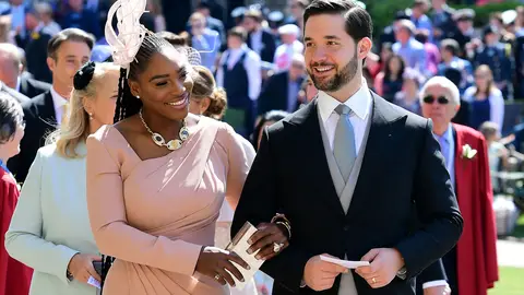 US tennis player Serena Williams and her husband Alexis Ohanian arrive for the wedding ceremony of Britain's Prince Harry, Duke of Sussex and US actress Meghan Markle at St George's Chapel, Windsor Castle, in Windsor, on May 19, 2018. (Photo by Ian West / POOL / AFP)        (Photo credit should read IAN WEST/AFP via Getty Images)