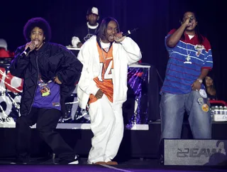 "Tha Crossroads" - Coming straight off of their 1995 album, E. 1999 Eternal, “Tha Crossroads” has one of the most memorable visuals in hip hop history and the song had a lasting effect on hip hop. It was dedicated to the group’s mentor, Eazy-E, and became Bone Thugs-N-Harmony’s best-selling single that also won them a Grammy Award for Best Rap Performance by a Duo or Group in 1997.(Photo: Jed Jacobsohn/Getty Images)